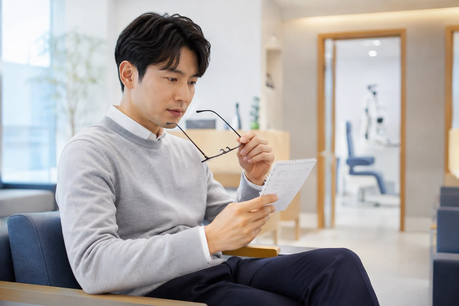 영등포 안과 방문 전 정보를 정리하는 모습