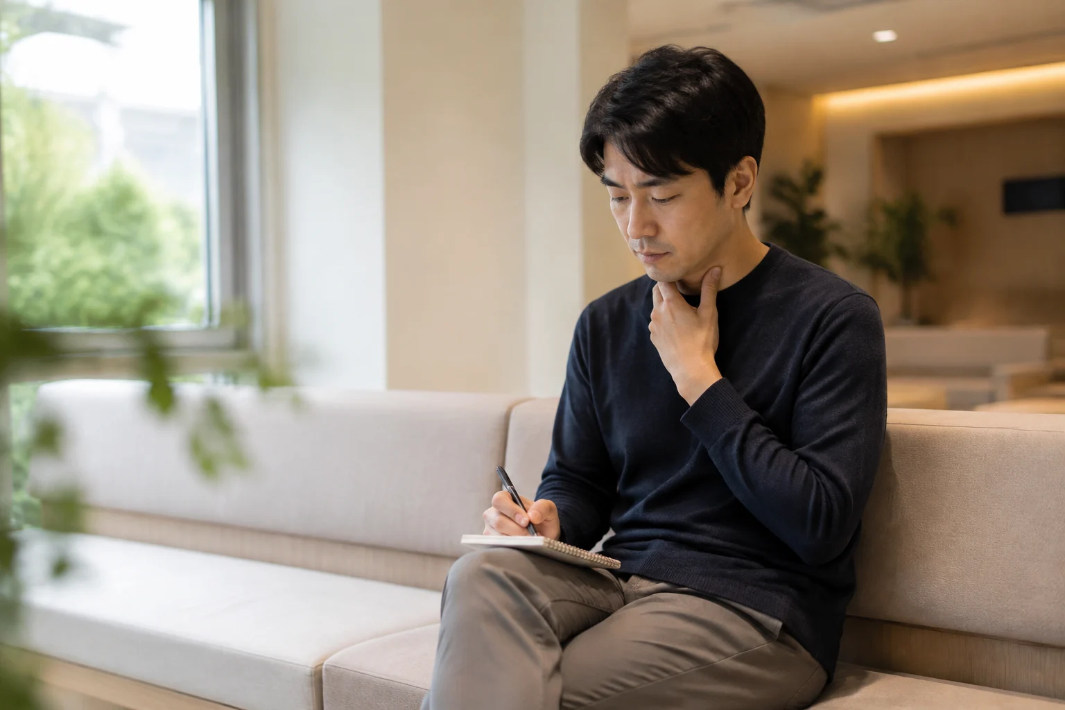 영등포 이비인후과 방문 전 정보를 정리하는 모습